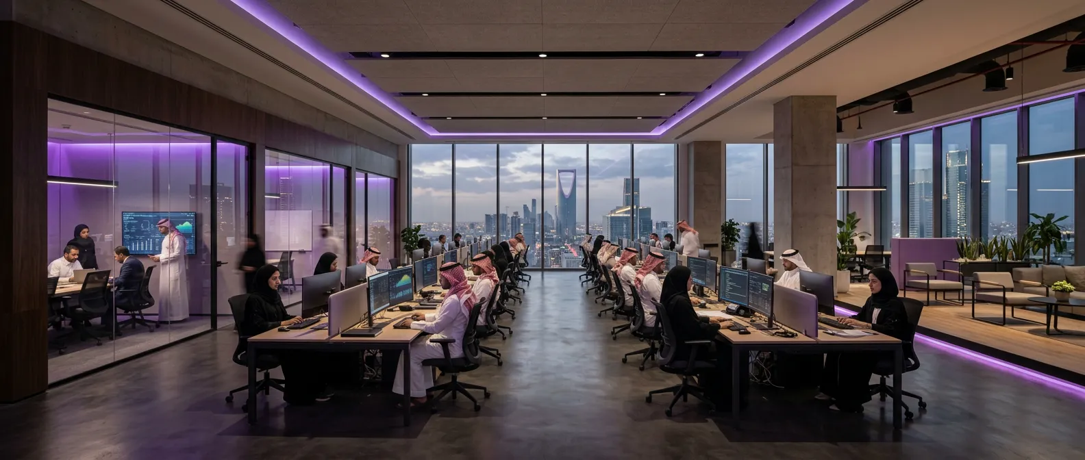 A team working in a modern office in Saudi Arabia